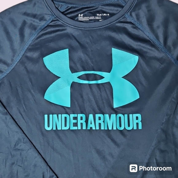 Under Armour Girls Long Sleeve Heatgear Shirt Blue Teal Size Large - Picture 4 of 4